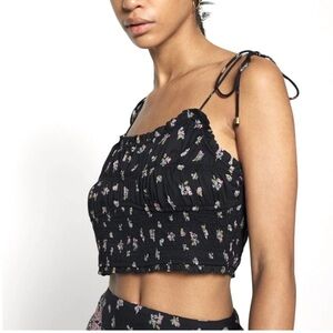 FREE PEOPLE, Kaia Floral Smocked Crop Top, Size Large, NWT